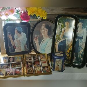 Vintage Coca-Cola Tray Set, Tin Can & Advertising Cards
